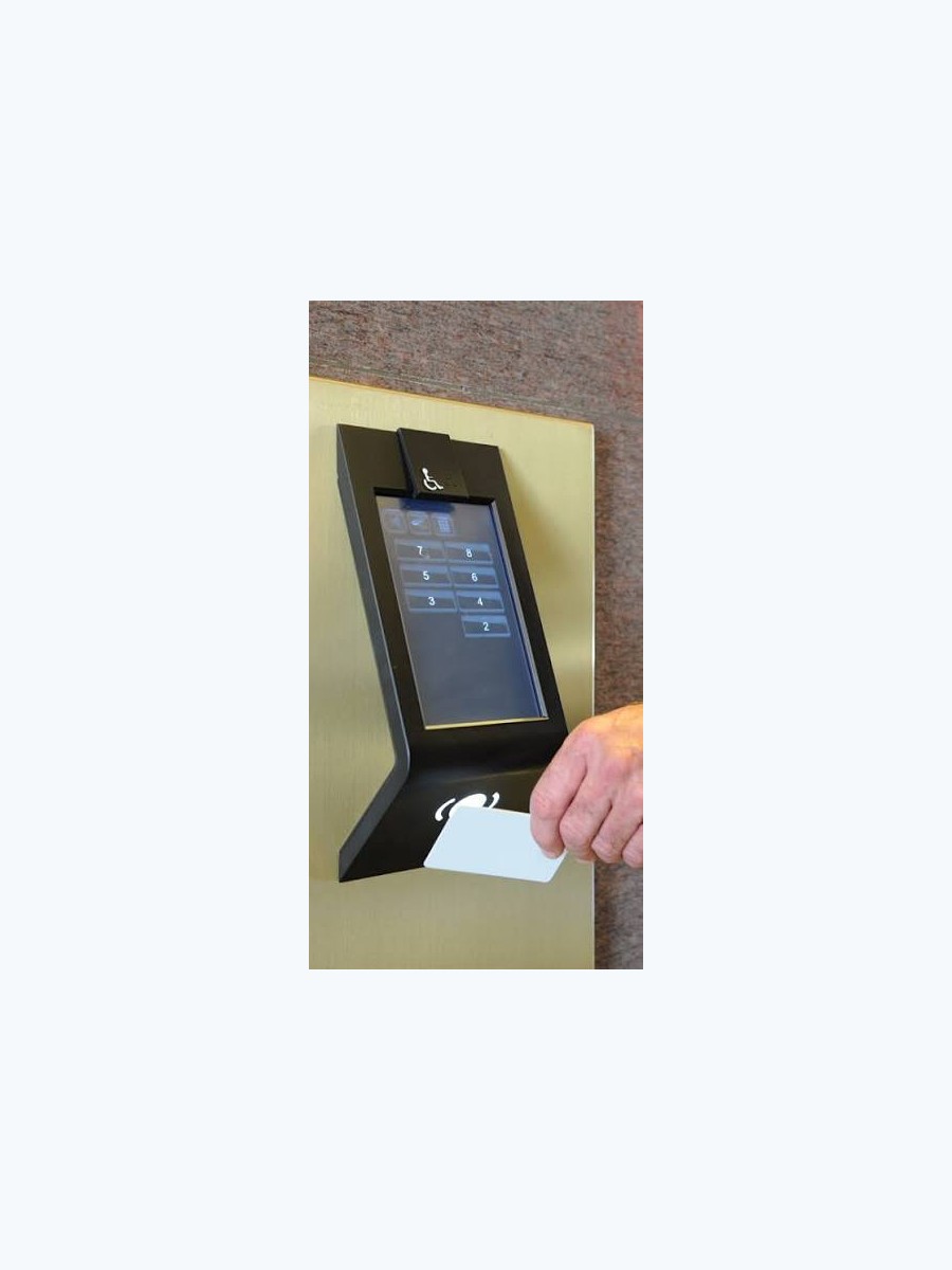Card reader integrated in custom elevator panel